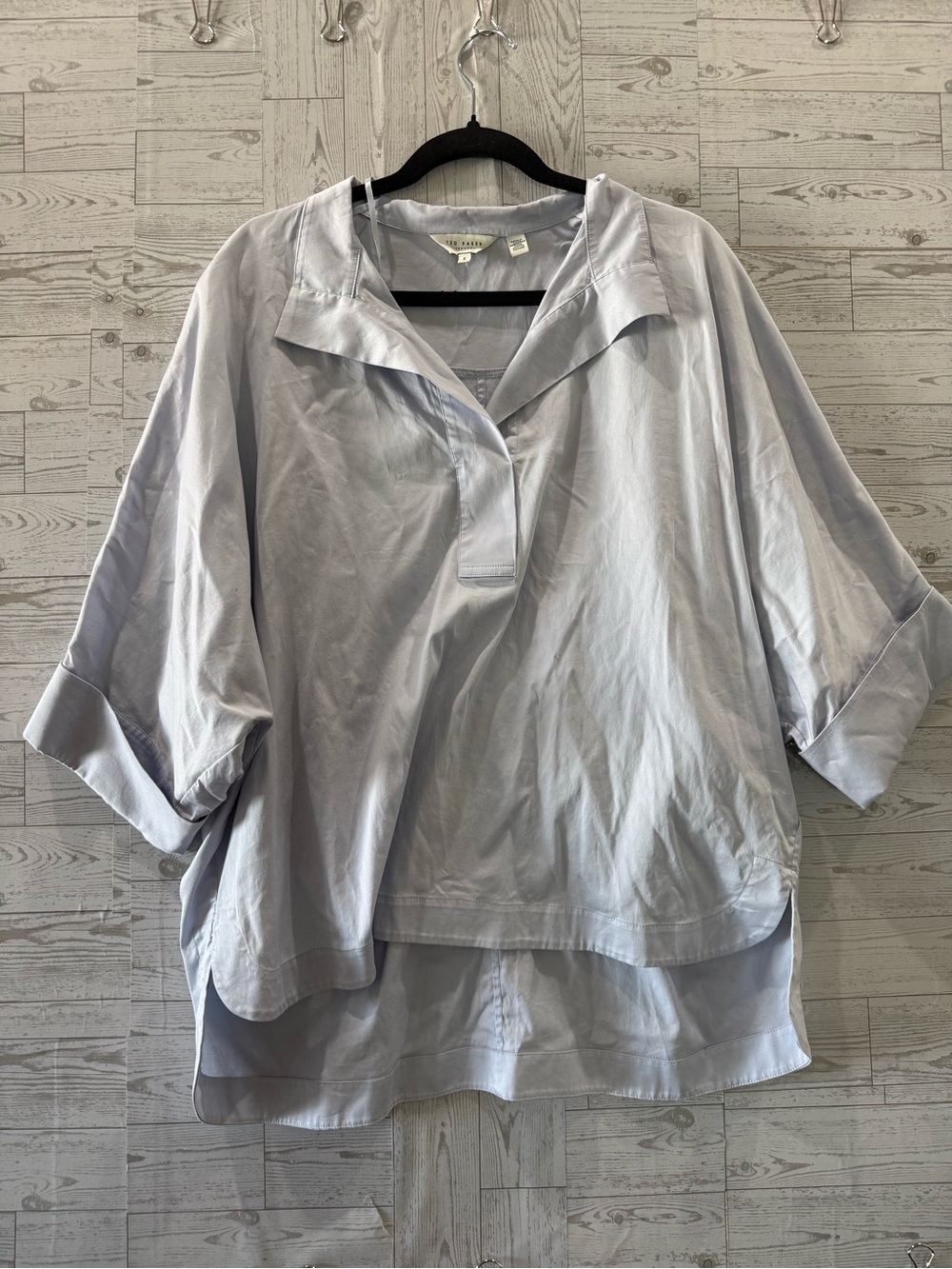 Ted Baker Avereye Baby Blue Batwing Popover Blouse Size 5 (US 10/12 L)